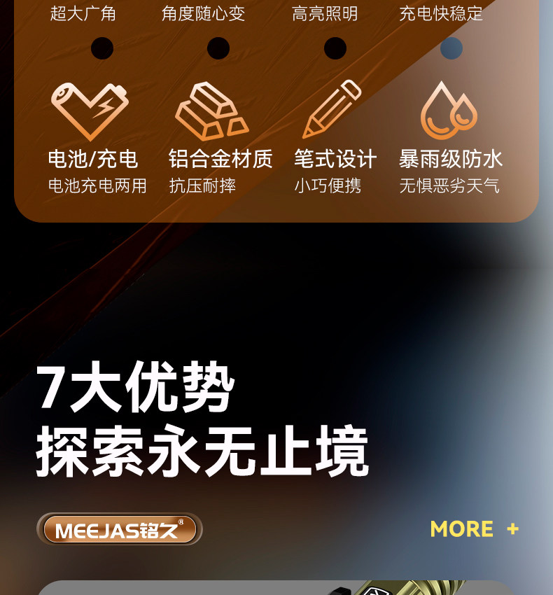 2026 New Model High-Brightness Flashlight, Rechargeable, Small, Portable, Multi-Function, Magnetic Work Light, Ultra-Bright for Outdoor Use