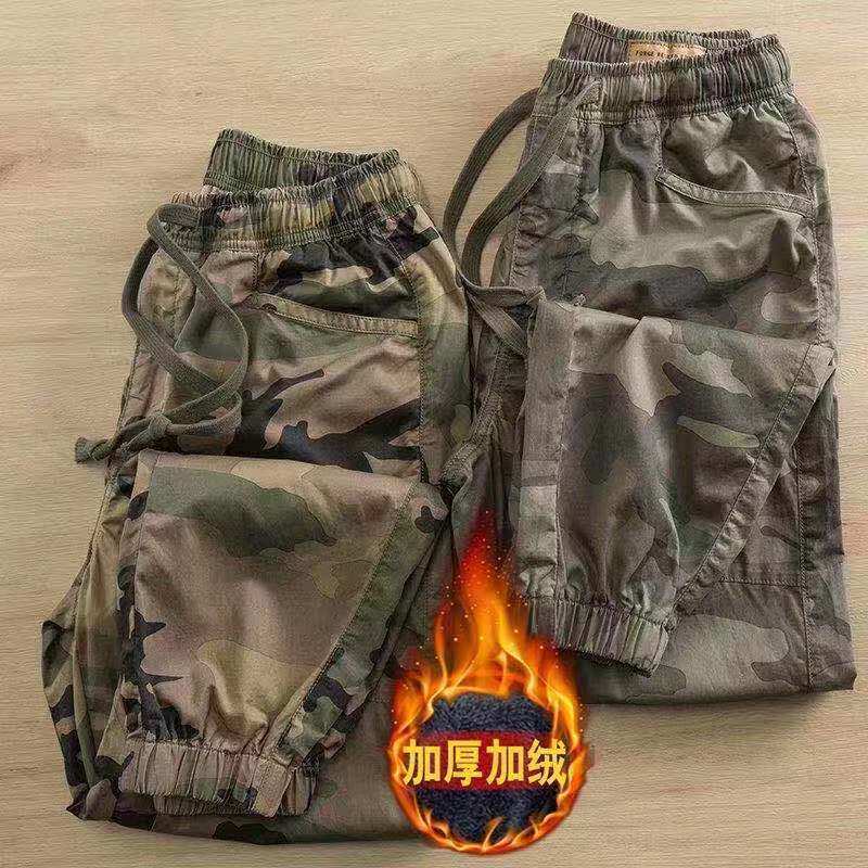 Autumn Winter Camouflate Pants Thicken Plus Suede Men Trends 100 Hitch Loose Bunches Pants Casual Sports Workwear Pants