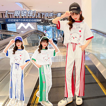 Chrome Anta Goose Girl Girl Summer Suit Trendy New Net Red Ocean Gas Children Short Sleeves Slim-in-the-Girl Girl Summer