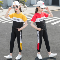 New Products Chrome Anta Goose Girl Girl Summer Clothing Foreign Air Suit 2022 New CUHK Child Tennis Red Short Sleeve Summer Leisure Travel