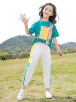 Chrome Anta Goose Nets Red Girls Summer Suit 2022 New Children Ocean Atmosphere CUHK Girl Sports Girl Short Sleeve Summer