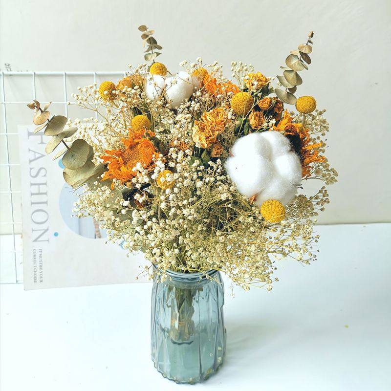 Nordic ins small fresh dried bouquet combination sunflower cotton full of stars real flower desktop home decoration ornaments