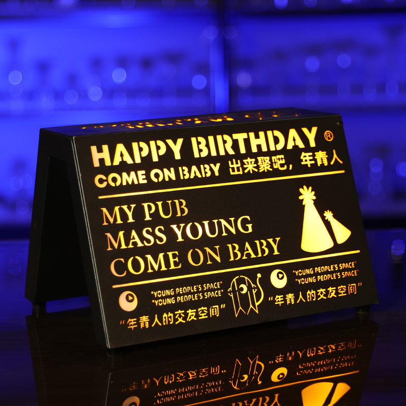Bar luminous reserved card happy birthday vip rotating Oscar statuette table black card director reserved seat card