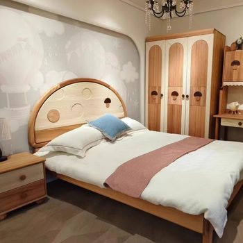 Red sandalwood ash wood children's bed mushroom bed