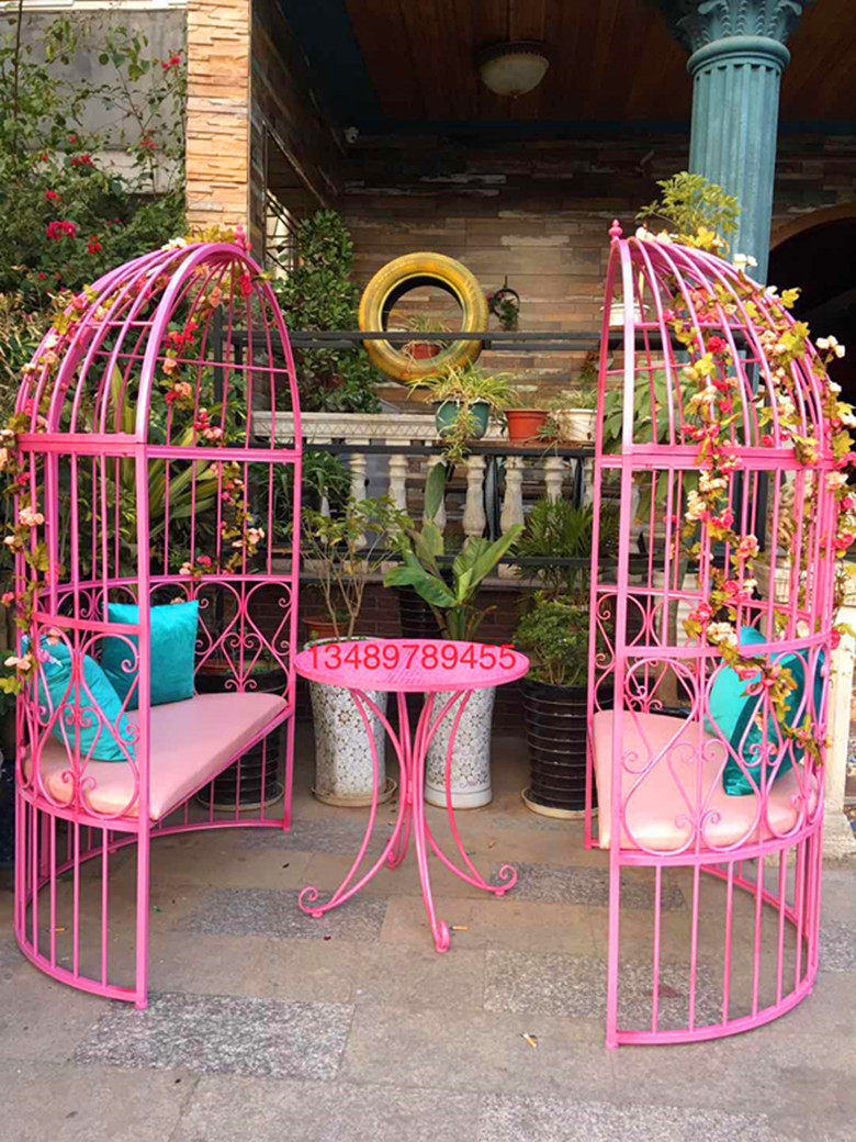 European wrought iron bird cage seat dining room semicircle sofa card seat outdoor dining room wedding photography single double sofa chair