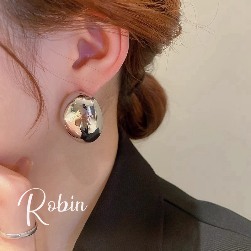 French Designer Robin! Gold Exaggerated Earrings for Women, New Popular Style, High-End Versatile and Elegant Stud Earrings