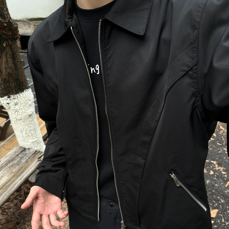 Wessk Three-Proof Deconstructed Jacket Cleanfit Zipper Spring and Autumn Windproof Waterproof Short Boxy Thin Coat