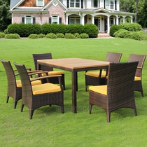 Outdoor Furniture Vine Chair Five Sets Balcony Patio Courtyard Hotel One Table Four Chairs Six Chairs Solid Wood Table Dining Table And Chairs