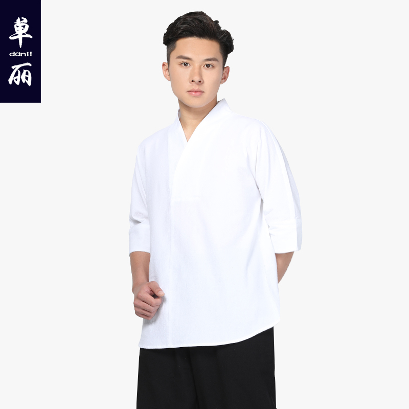 Shan Li Shangyuan mùa hè bông Trung Quốc gió Tang t-shirt Han quần áo áo khoác V-cổ áo thiền váy quần áo quần áo nhà trà