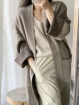 APC lavish with new heavy pound Kaimi custom herringbone textured encryption finely woven bifacial lady cashmere coat jacket