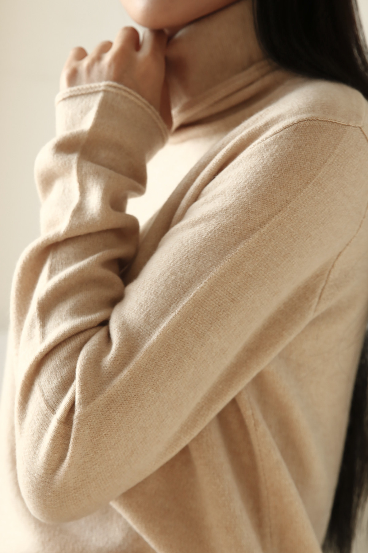 APCSHOP autumn winter new ladies' fabrics 100 hitch body sweaters minimalist windy high-collar turned pure cashmere cardiff