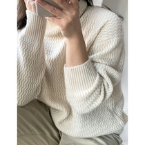 APCSHOP 2022 New Suede Tip Woman Thickened Autumn Winter Warm Sweater Knit Loose High Collar Cashmere Cardiff