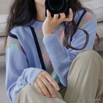 APC21 spring recommended Japanese velvet tip vintage round collar for men and women pair inlay craft cashmere sweater