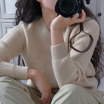APCSHOP selection to share the small new design V-collar casual Loose Womens pullover knitted cashmere sweater