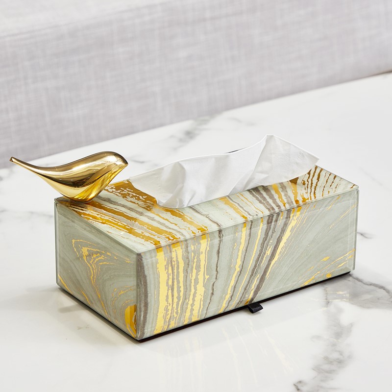 Light and luxurious paper towels box table hem flow gold tea minimalist atmosphere ins wind minimalist modern paper cringe-box Living room-Taobao