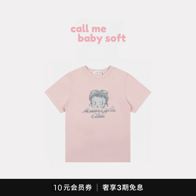 ● Callmebabysoft Korean Niche Brand Visual Space Betty Printed Short-Sleeve Regular Shoulder Slim Fit T-Shirt