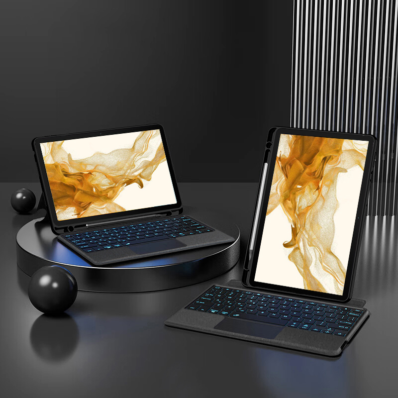 Suitable for Samsung Tabs9Ultra Tablet Bluetooth Keyboard S10Fe+ Protective Case A9+ 11inch S9Fe with Pen Slot S6Lite Magnetic Detachable A8 Horizontal and Vertical Screen S8S7Plus12.4 Leather Case
