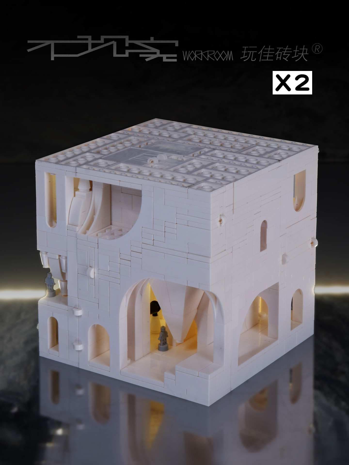 Castle building block deformation/X2 cube cognition/Small particle assembly can be opened and closed with high-value stress relieving toy gifts