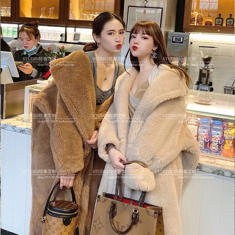2025 Autumn/Winter Celebrity Style Classic Alpaca Wool Mid-Length Sheep Wool Coat Teddy Bear Coat