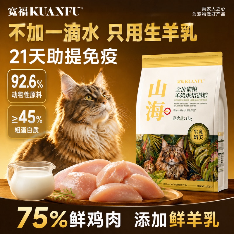 Kuanfu Cat Food Mountain and Sea Supreme Complete Formula All-Stage Goat Milk Baked Food Cat Food Pet Main Food Nutrition S
