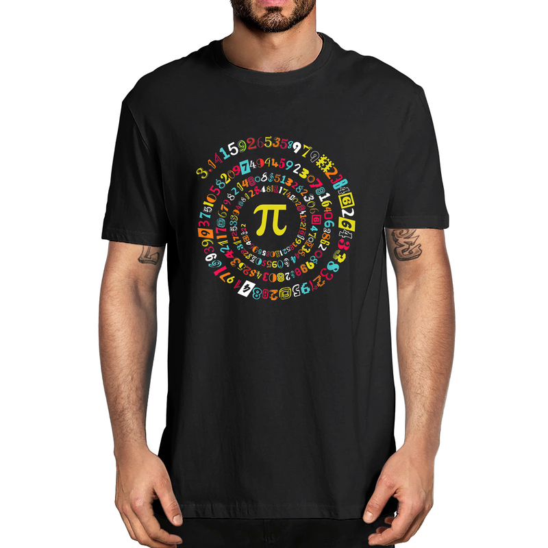 100% Cotton Funny Pi Day Shirt Spiral Pi Math Tee For Pi Day