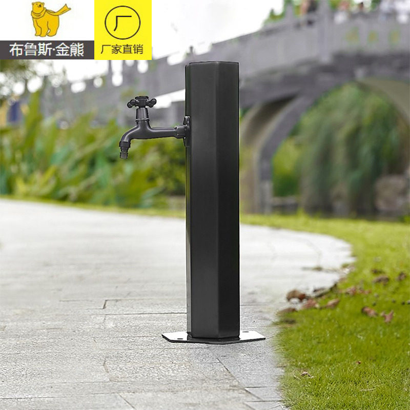 Black 304 stainless steel outdoor faucet column Multifunctional villa garden park floor faucet anti-freeze crack