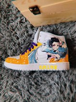 Customized service for shoe modification picture and color change Demon Slayer series Tanzan combination Demon Slayer hand-painted shoes high-top AJ1