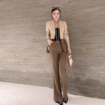 Special Price 379 Superior Sense Design Feel Wool Blend Splicing Suit Jacket Women Microlatrpants High-end West Suit Suit