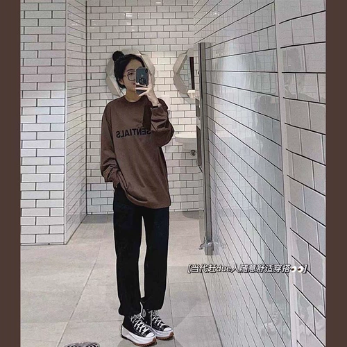 Осенние ретро штаны для отдыха, толстовка, комплект, в западном стиле