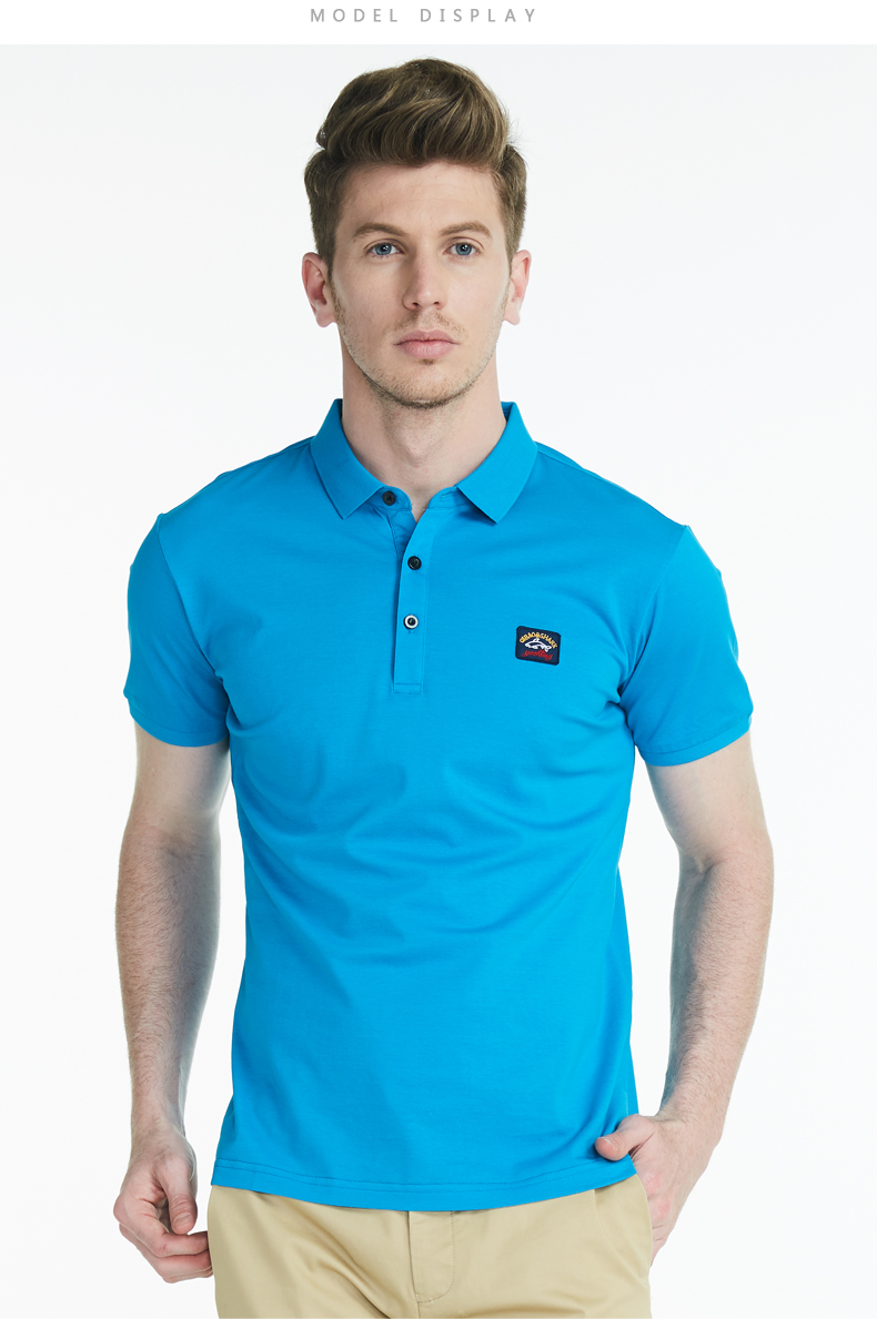 Qibao Cá Mập của Nam Giới Màu Rắn Mercerized Bông Ngắn Tay Áo T-Shirt Ý Giản Dị Ve Áo T-Shirt POLO Áo Sơ Mi Kích Thước Lớn