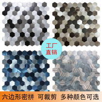 Hexagonal metal mosaic tile wall sticker Kitchen high temperature stove oil proof sticker self-adhesive TV background wall
