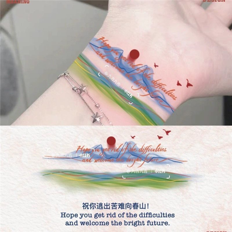 Temporary Tattoo Stickers That Last for a Year, Escape from Hardship, Xiangchun Mountain Style, Niche Colorful Wrist Waterproof Trendy New Rose Design