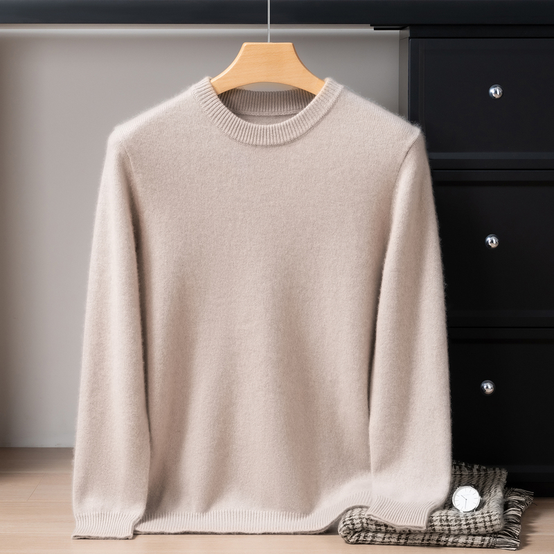 2025 Autumn and Winter New Style 100% Pure Cashmere Sweater Men's Round Neck 7-Gauge Thick Solid Color Loose Sweater Base Layer 2025 Autumn and Winter New Style 100% Pure Cashmere Sweater Men's Round Neck 7-Gauge Thick Solid Color Loose Sweater Base Layer