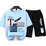 Летний комплект для мальчиков, детская спортивная летняя одежда, детская одежда, короткий рукав, подходит для подростков
