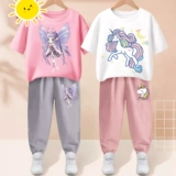 Хлопковый спортивный костюм, летняя детская летняя одежда, детская одежда, в западном стиле