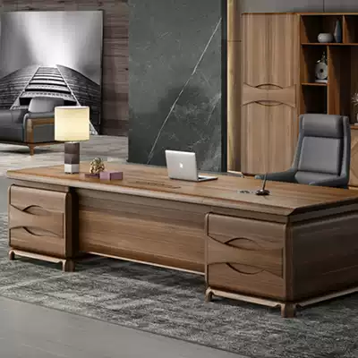 New Chinese atmosphere solid wood boss table president desk manager table big class table walnut simple office table and chair combination