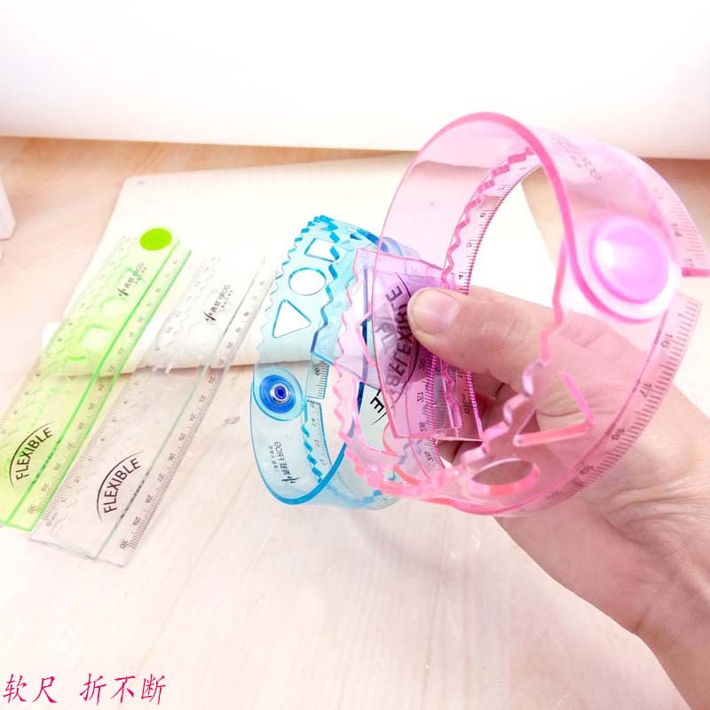 Soft ruler student stationery 30cm super soft multi-function with wavy line folding primary school children's soft ruler