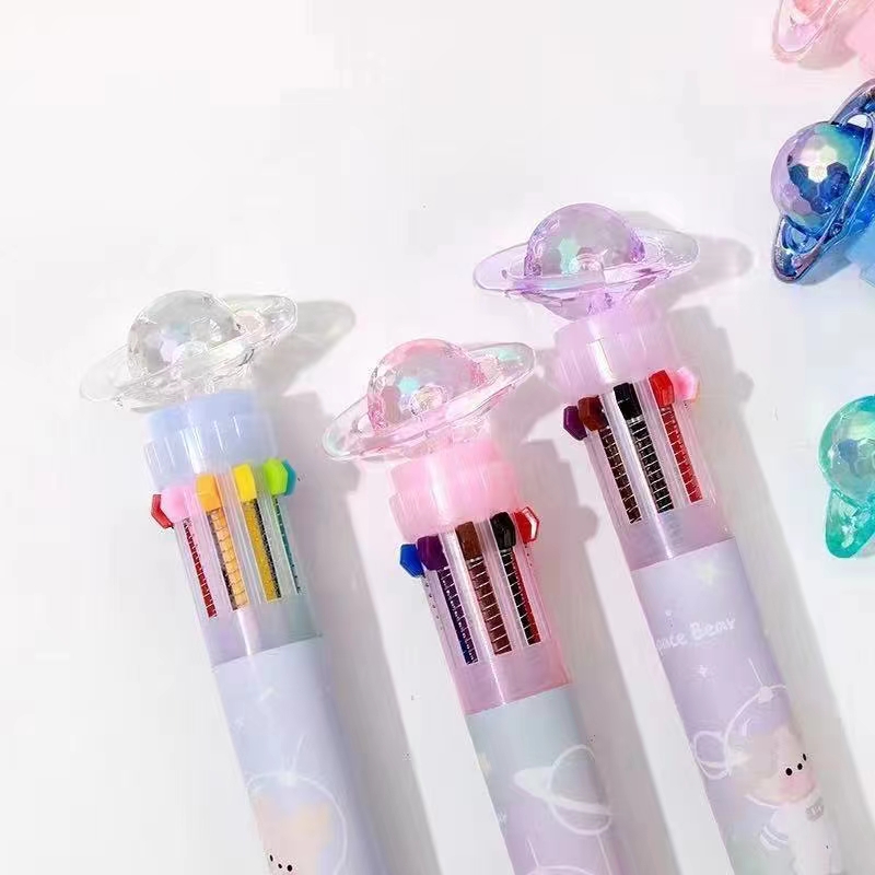 Planet 10 Color Ballpoint Pen press multi-color all-in-one Hand ledger multifunction Oil Pen Lovely ten Color Atomic Pen