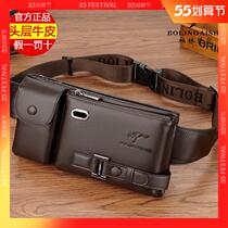 Berlin kangaroo mens purse multifunction large capacity headlayer cow leather abrasion resistant mobile phone pockets casual satchel