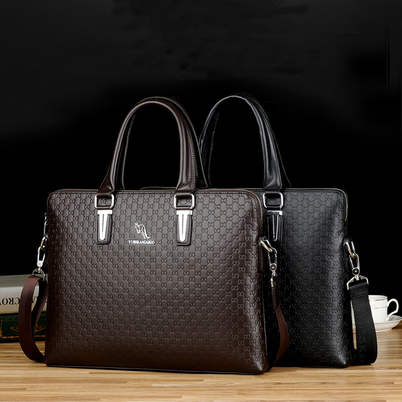 Yuesen kangaroo men's handbag leather men's bag business briefcase cowhide bag shoulder bag messenger bag tide