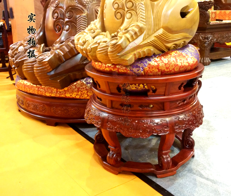 High-grade solid wood safflower pear 28 inch round big wooden fish rack Qingqing Qing shelf - Taobao