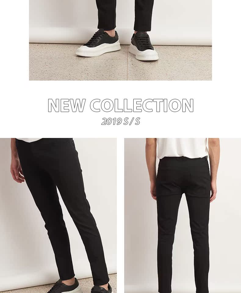 HIM Han Chong nam 2019 hè mới jeans đen Slim chân hoang dã quần nam triều dài - Quần jean quần kaki nam