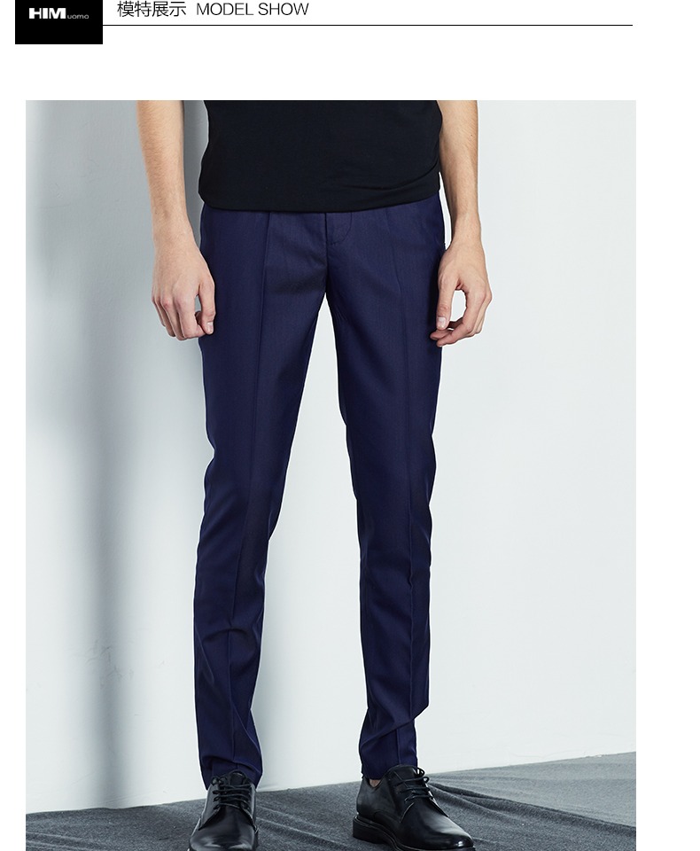 HIM Han Chong mens 2019 Xuân Mới Đàn ông Thời trang Slim Quần kinh doanh Quần lửng Quần dài thẳng - Suit phù hợp bộ suit nam