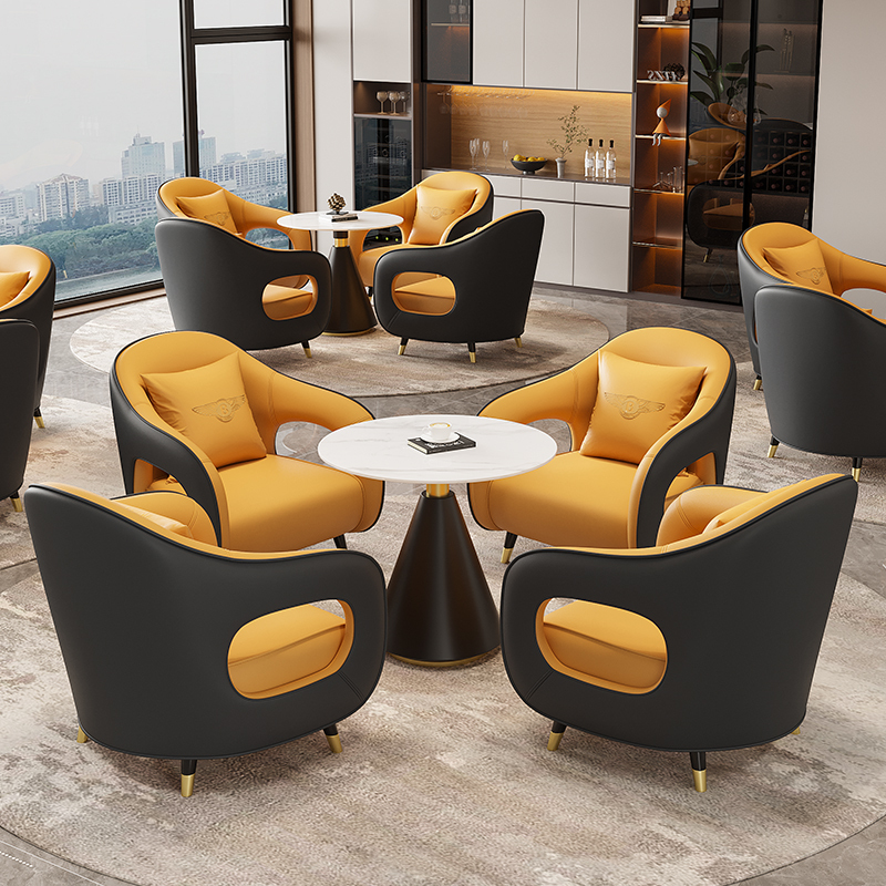 Light Luxury Modern Sales Office Sales Department Negotiation One Table 4 Chairs Small Round Table Negotiation Table Reception Negotiation Table and Chair Combination