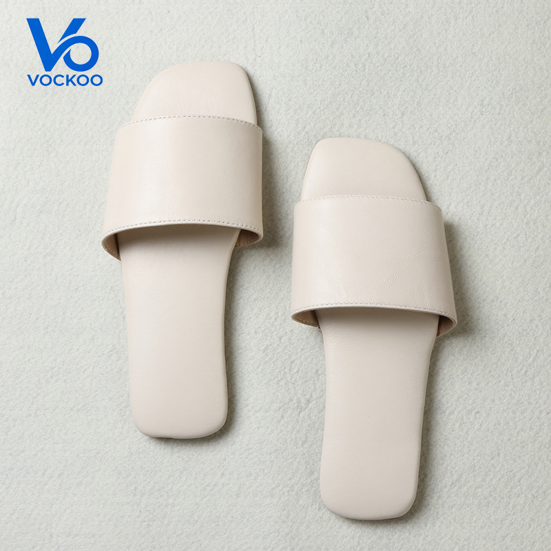 Vockoo Women's Indoor Non-Slip Sheepskin Breathable Anti-Odor Rubber Sole Outdoor High-End Genuine Leather Summer Slippers