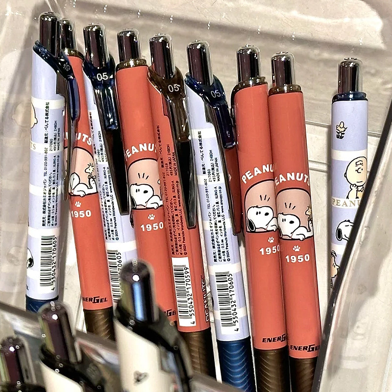 新品pentel派通史努比限定中性笔energel速干黑色水笔限量版0.5mm
