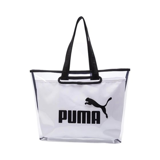 PumaSHOPPER 패브릭 로고 투명 프린트 대용량 숄더 토트백 아이보리 화이트