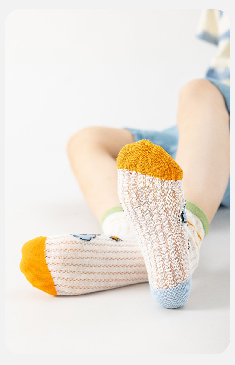 Kappabala Boys' Socks Summer Thin Children's Cotton Socks Ultra-Thin Mesh Cartoon Girls' Baby Summer Mid-Calf Length Socks — 12