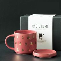 Sybil Christmas large capacity mug with lid spoon ceramic cup Home Office couple coffee cup gift box