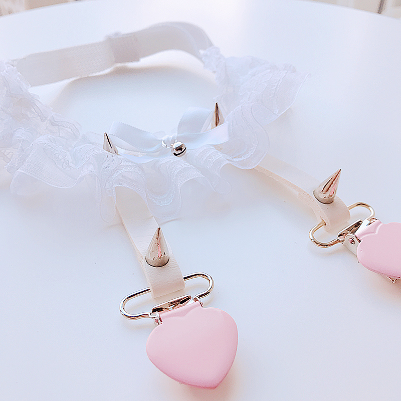 Bow ren tình yêu garter đùi nhẫn chuông có thể được vui vẻ cám dỗ loli Harajuku cô gái Nhật Bản dây nịt bít tất chống trượt giữ áo sơ mi